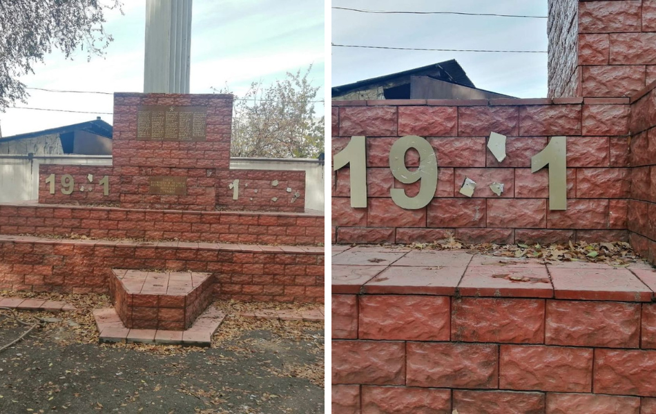 В селе Гулдала Талгарского района неизвестные надругались над памятником погибших в годы Великой Отечественной войны